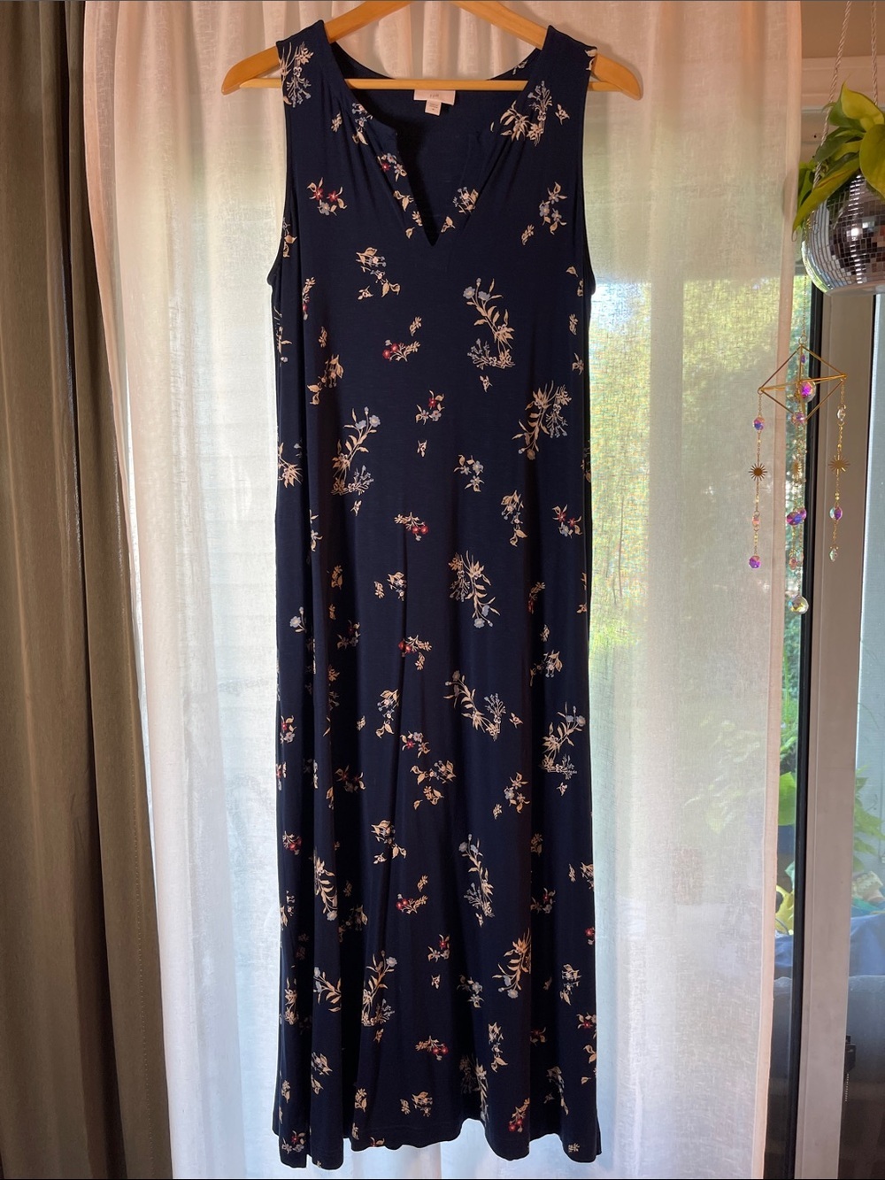 Sleeveless Navy Floral Maxi Dress